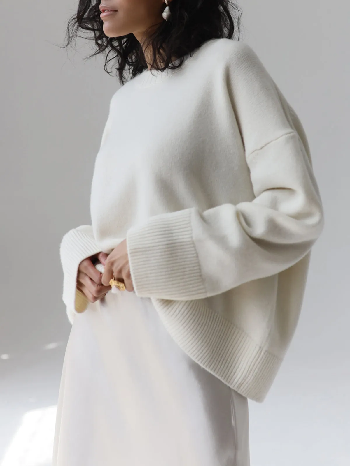 Wenkouban-Christmas Thanksgiving outfits_Candyfloss Oversized Graceful Pullover Sweater