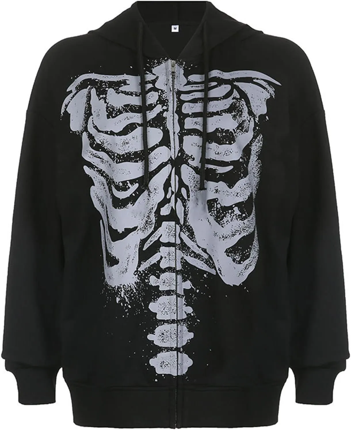Women Men Y2k Zip Up Hoodie Oversized Skeleton Graphic Hoodies Jacket Aesthetic Vintage Gothic Grunge Sweatshirt