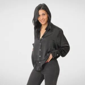 Women Shirt - Satin- Short - Black