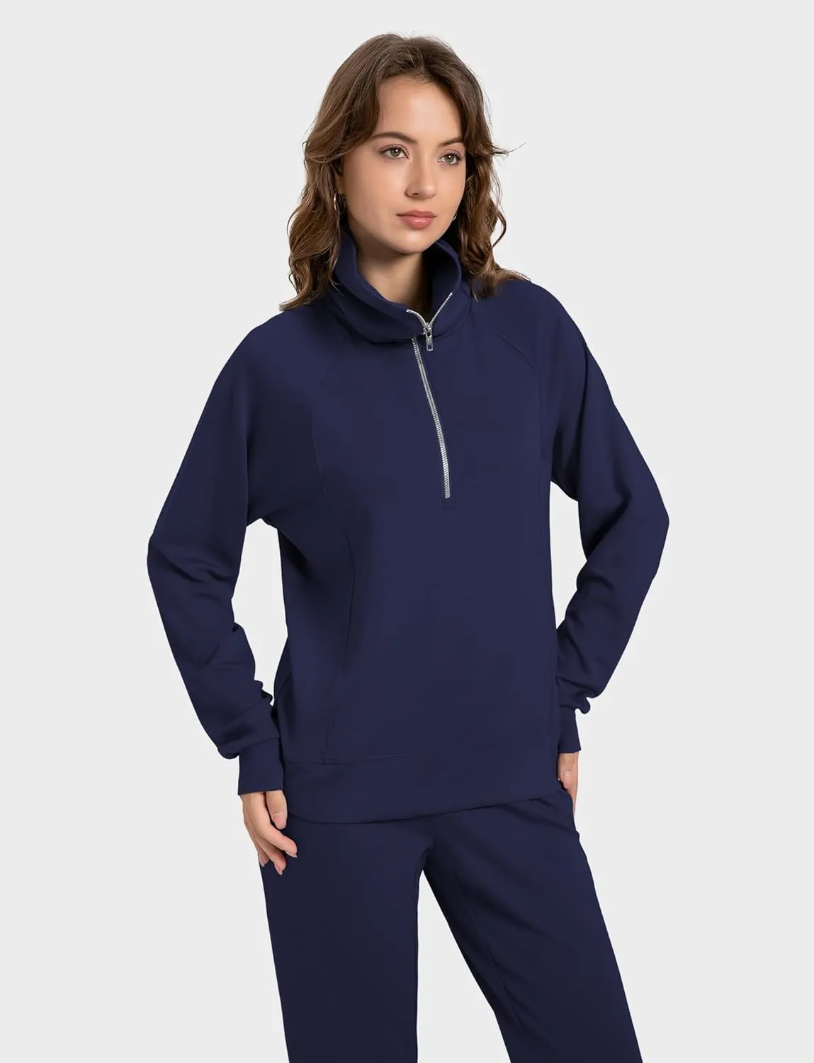 Women's 2 Piece Sets Sweatsuit Lapel Half Zip Sweatshirt Sweatpants Lounge Matching Sets Fall Outfits