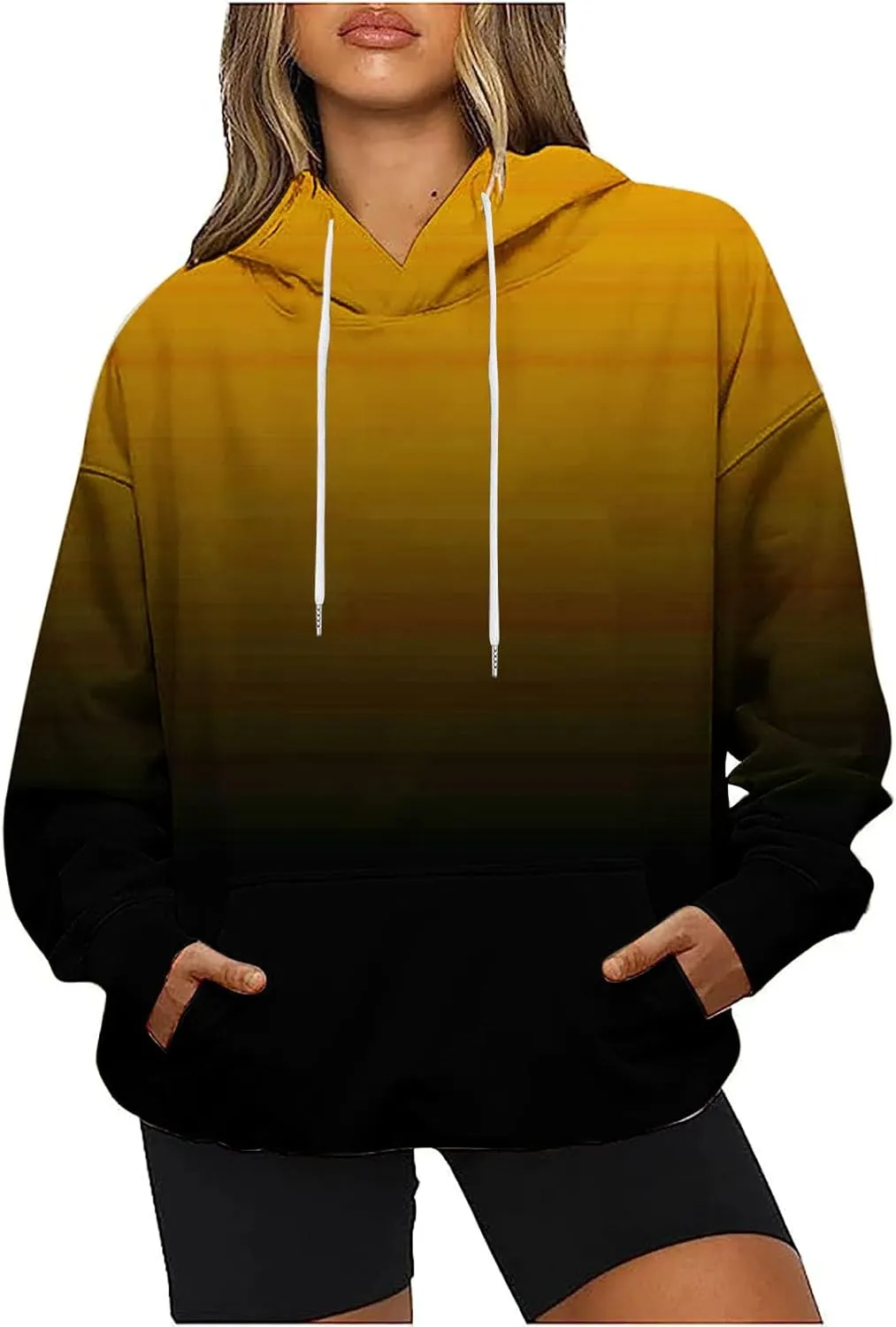Women's 2025 Retro Tie Dye Drawstring Hoodies y2k Oversized Sweatshirts Drop Shoulder Long Sleeve Pullover Hoody Tops
