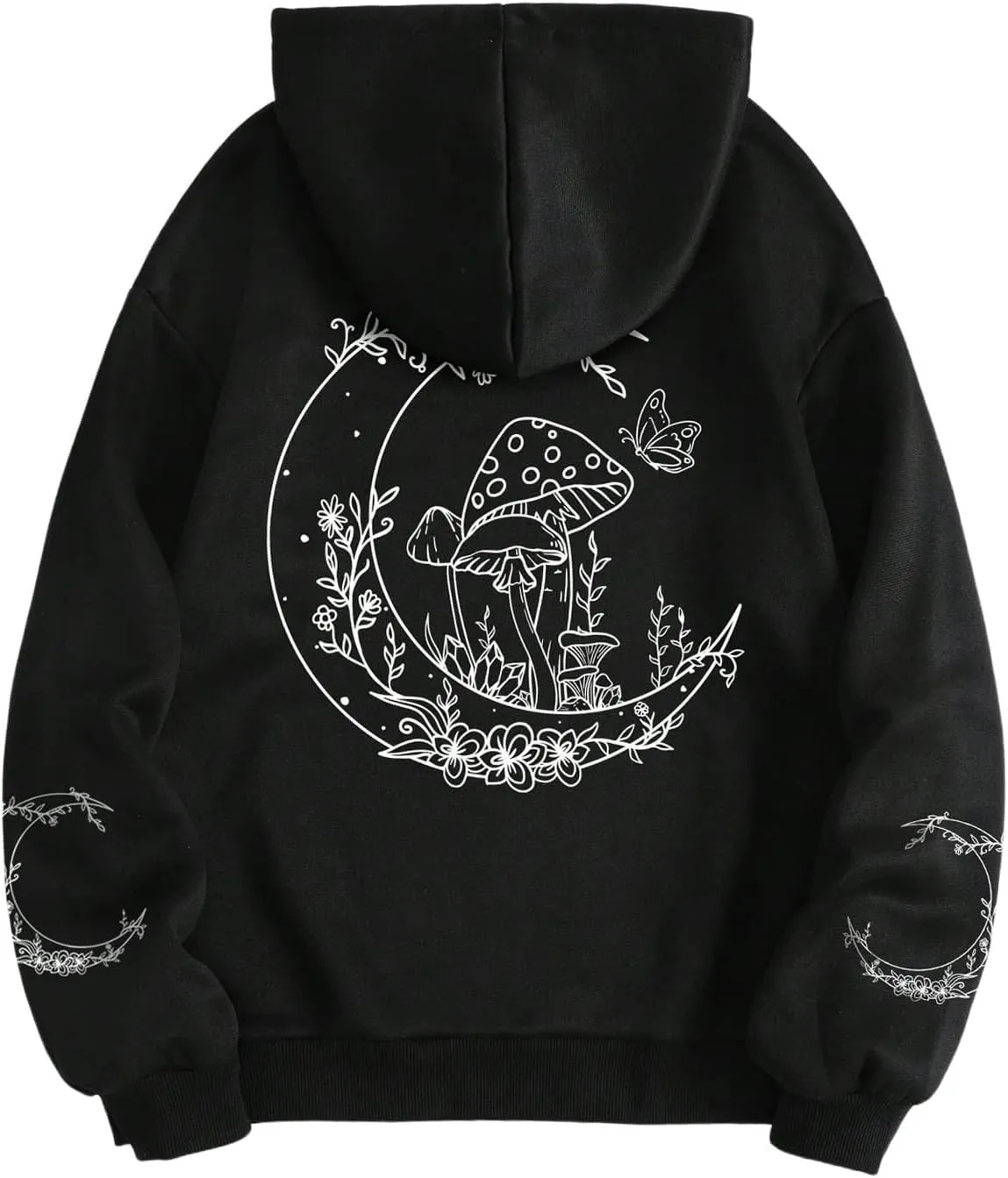 Women's Cartoon Graphic Hoodies Drawstring Long Sleeve Thermal Cute Sweatshirt with Pockets