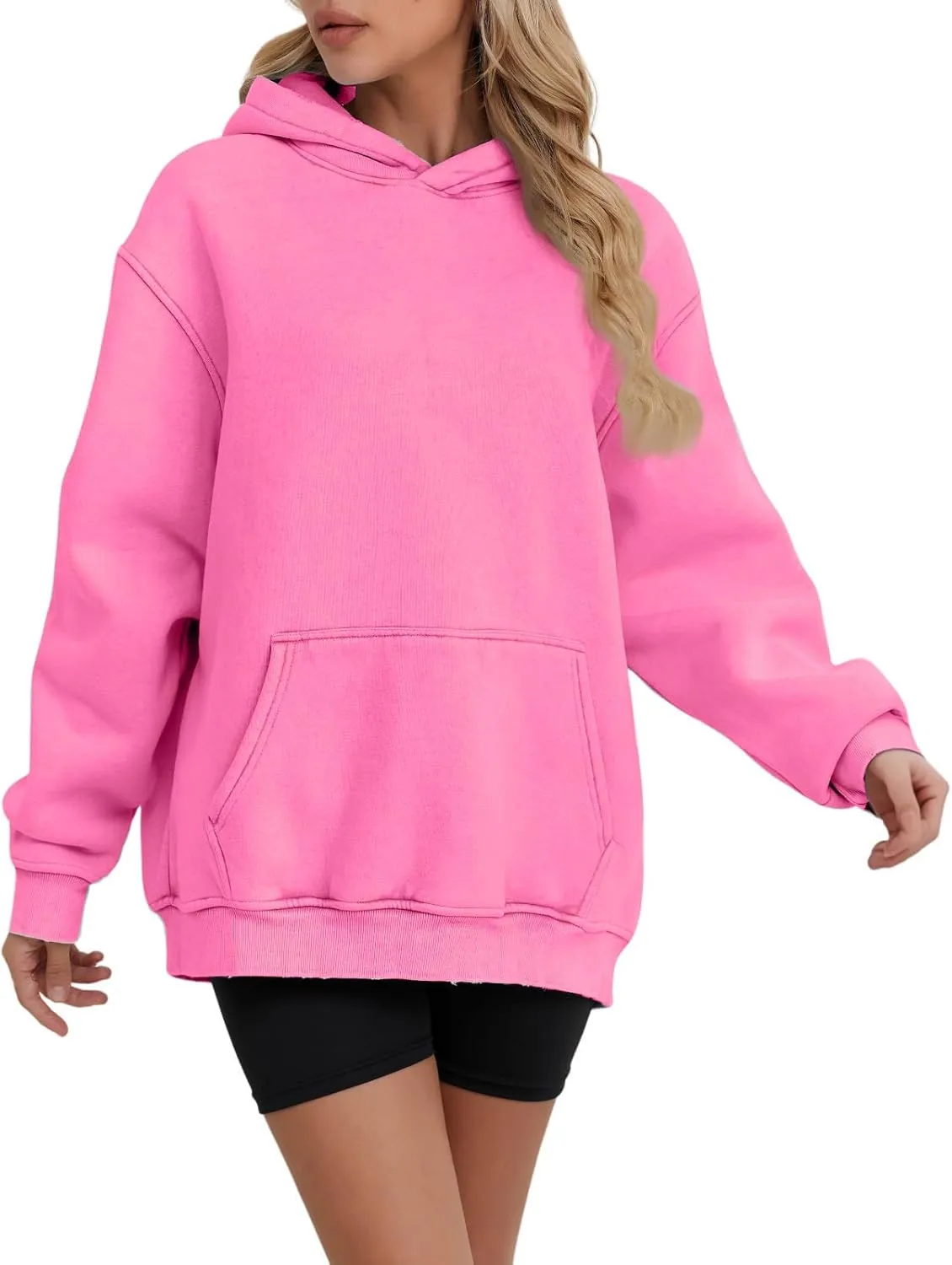 Womens Oversized Hooded Sweatshirt Fleece Long Sleeve Hoodies Comfy Pullover Top Fall Outfits Teen Preppy Clothes
