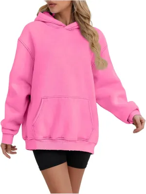Womens Oversized Hooded Sweatshirt Fleece Long Sleeve Hoodies Comfy Pullover Top Fall Outfits Teen Preppy Clothes