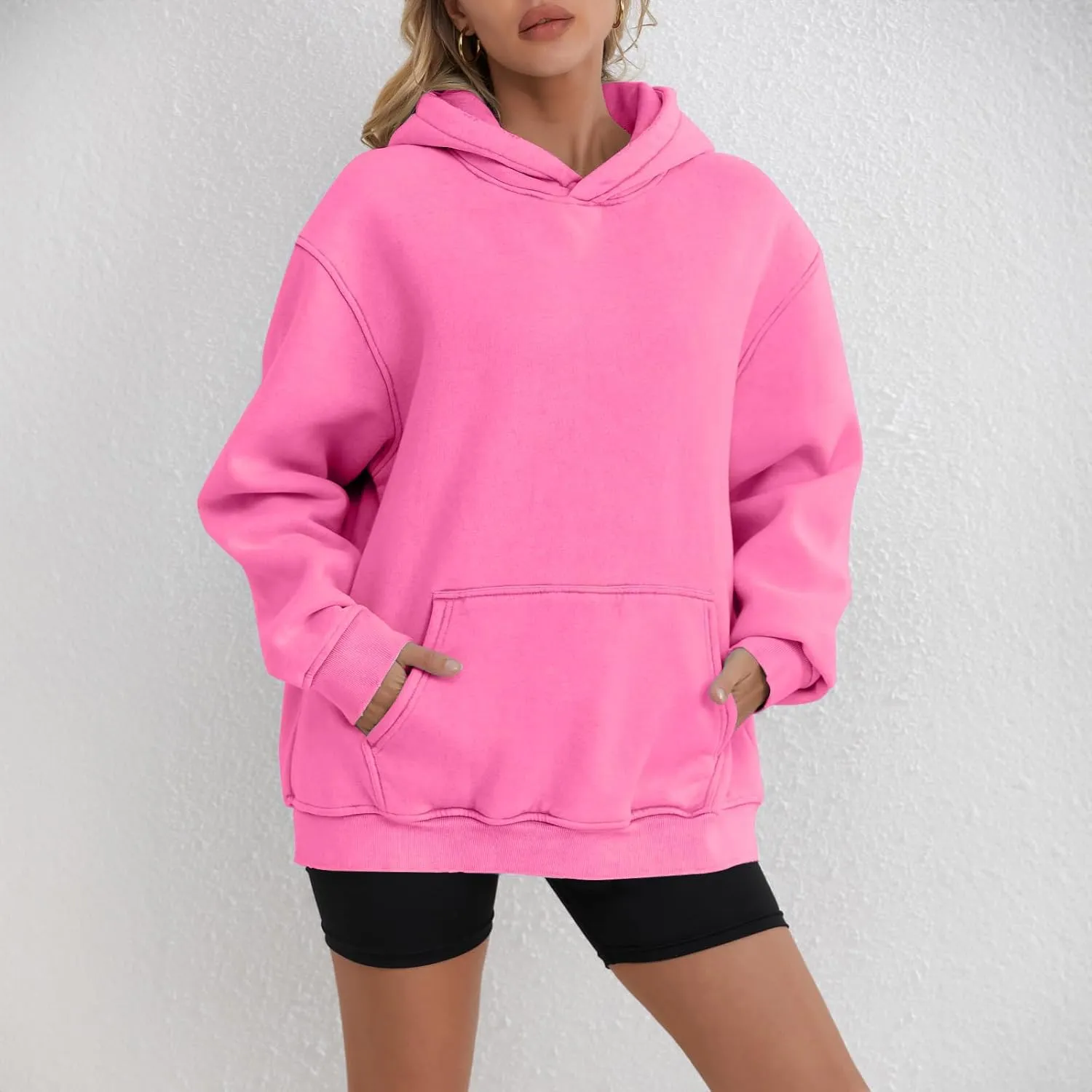Womens Oversized Hooded Sweatshirt Fleece Long Sleeve Hoodies Comfy Pullover Top Fall Outfits Teen Preppy Clothes
