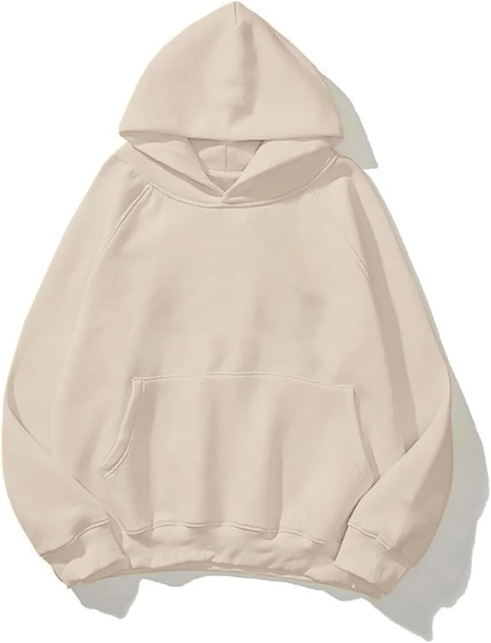 Womens Oversized Hoodies Sweatshirt Basic Solid Long Raglan Sleeves Loose Fleece Hooded Pullover With Kangaroo Pocket Apricot