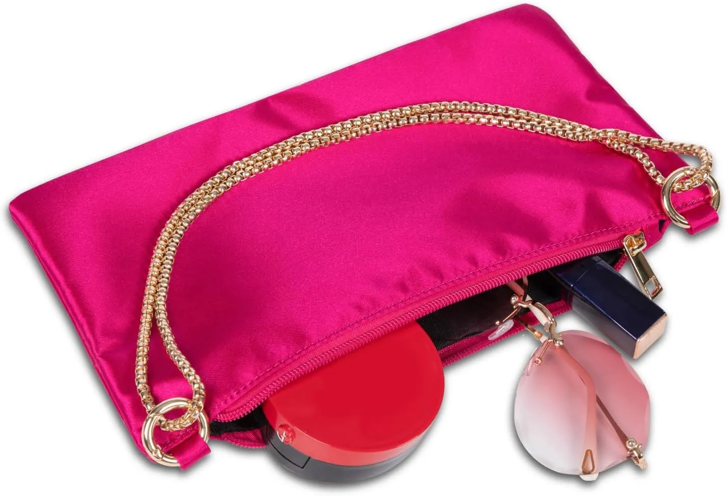 Womens Satin Evening Bag Clutch Purse Handbag for Women Wedding Shoulder Bag with 2 Chains for Formal Cocktail Party