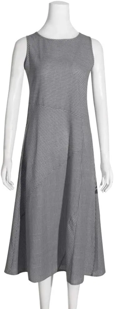 Women's Spring Dresses Casual Striped Sleeveless Round Neck Linen with Pockets Long Maxi Dress Petite, S-2XL