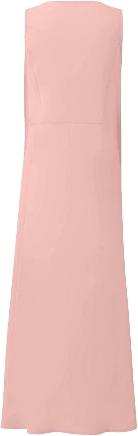 Women's Spring Sleeveless Dresses 2024 Casual Maxi Solid Color Summer Dresses, S-3XL