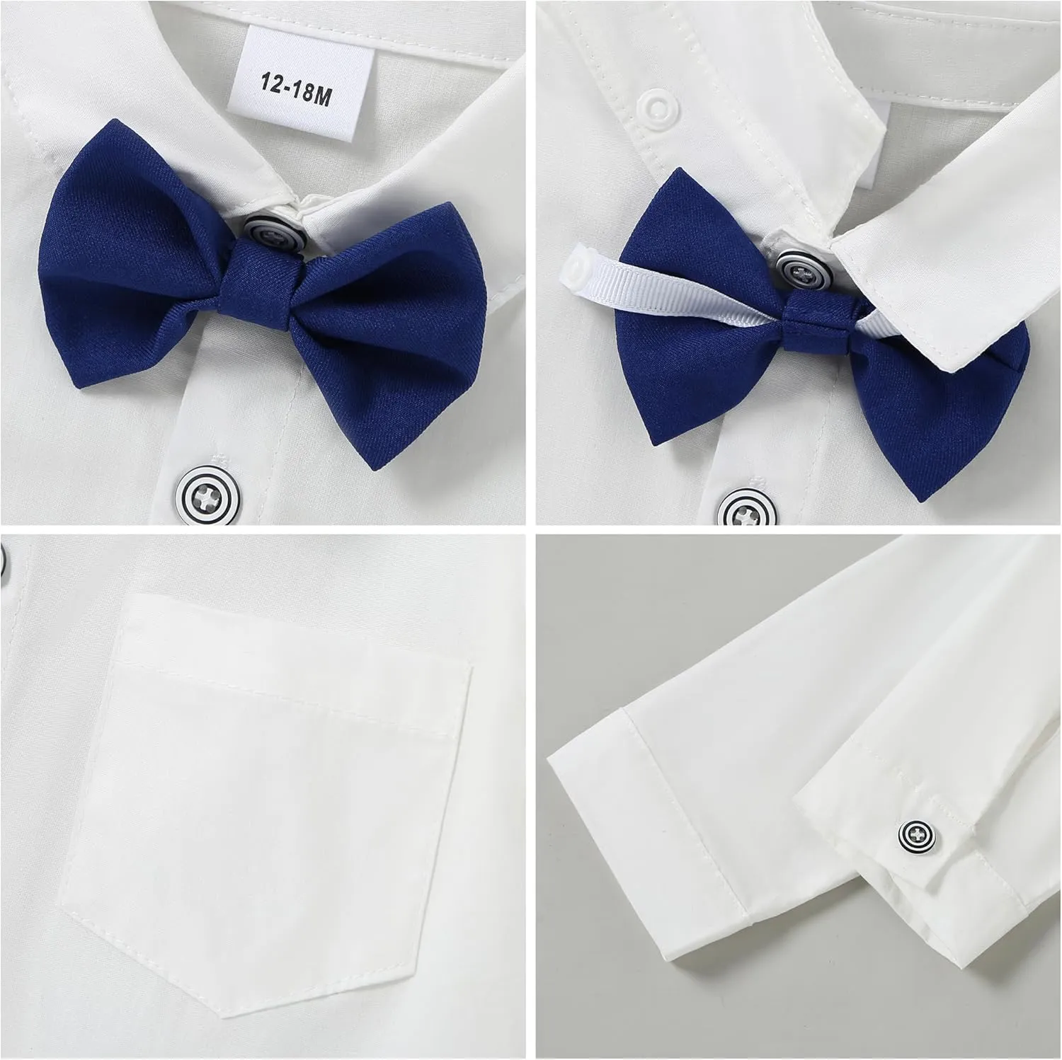 YALLET Toddler Baby Boy Clothes Suit Gentleman Wedding Outfits, Formal Dress Shirt Bowtie Vest Boutonniere Suspender Pants