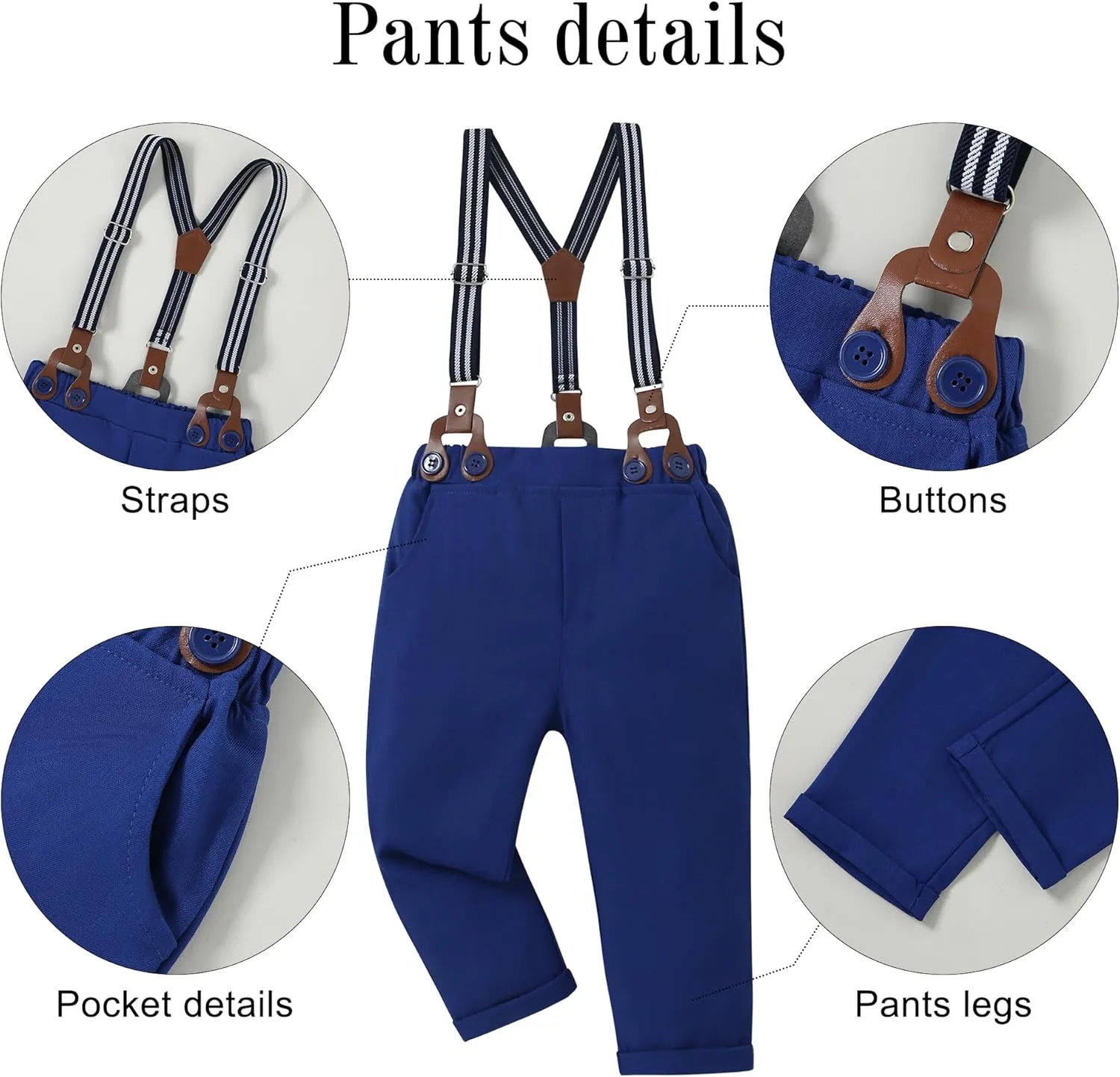 YALLET Toddler Baby Boy Clothes Suit Gentleman Wedding Outfits, Formal Dress Shirt Bowtie Vest Boutonniere Suspender Pants