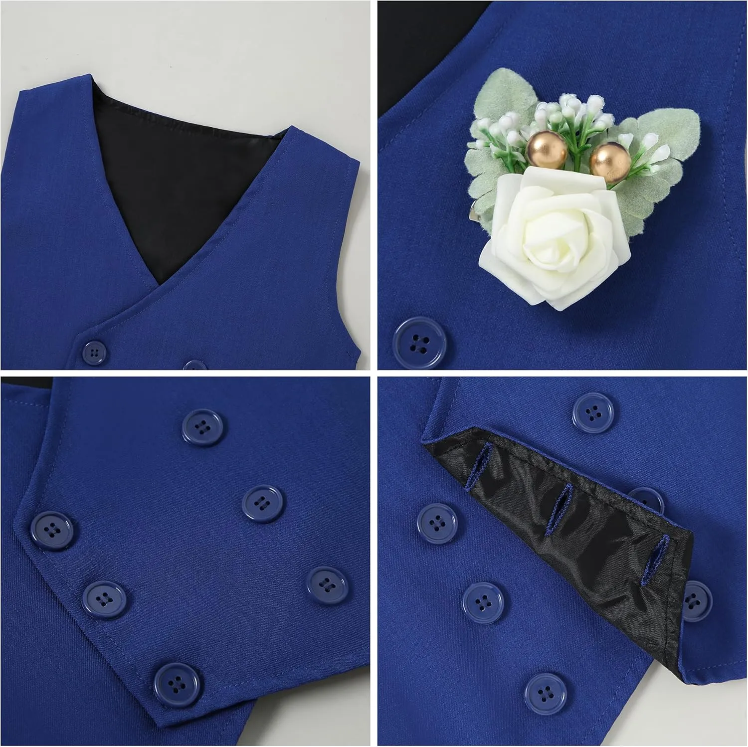 YALLET Toddler Baby Boy Clothes Suit Gentleman Wedding Outfits, Formal Dress Shirt Bowtie Vest Boutonniere Suspender Pants