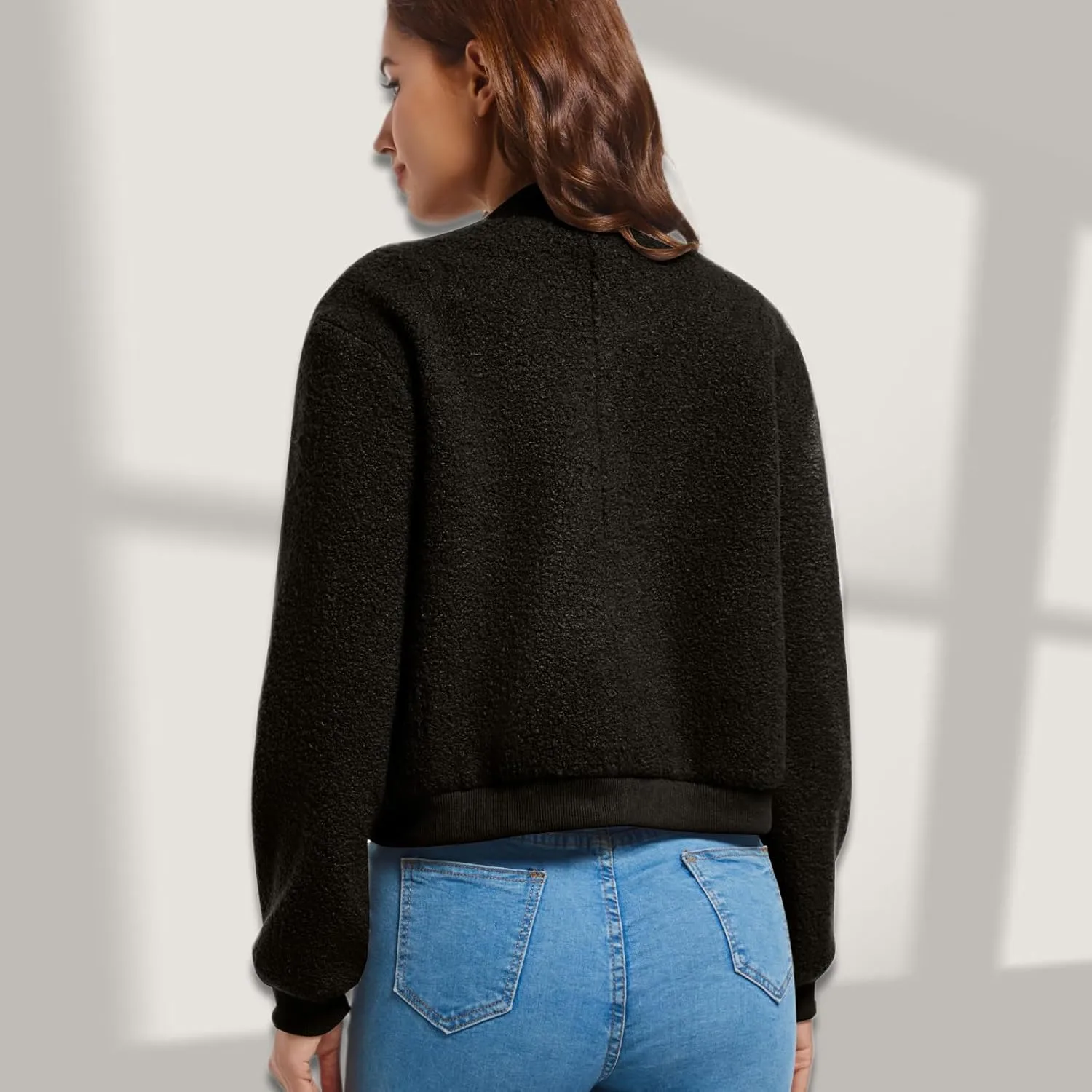 YSW Womens Cropped Bomber Jacket Baseball Varsity Jacket Casual Jackets with Pockets Button Down Chaquetas de Mujer
