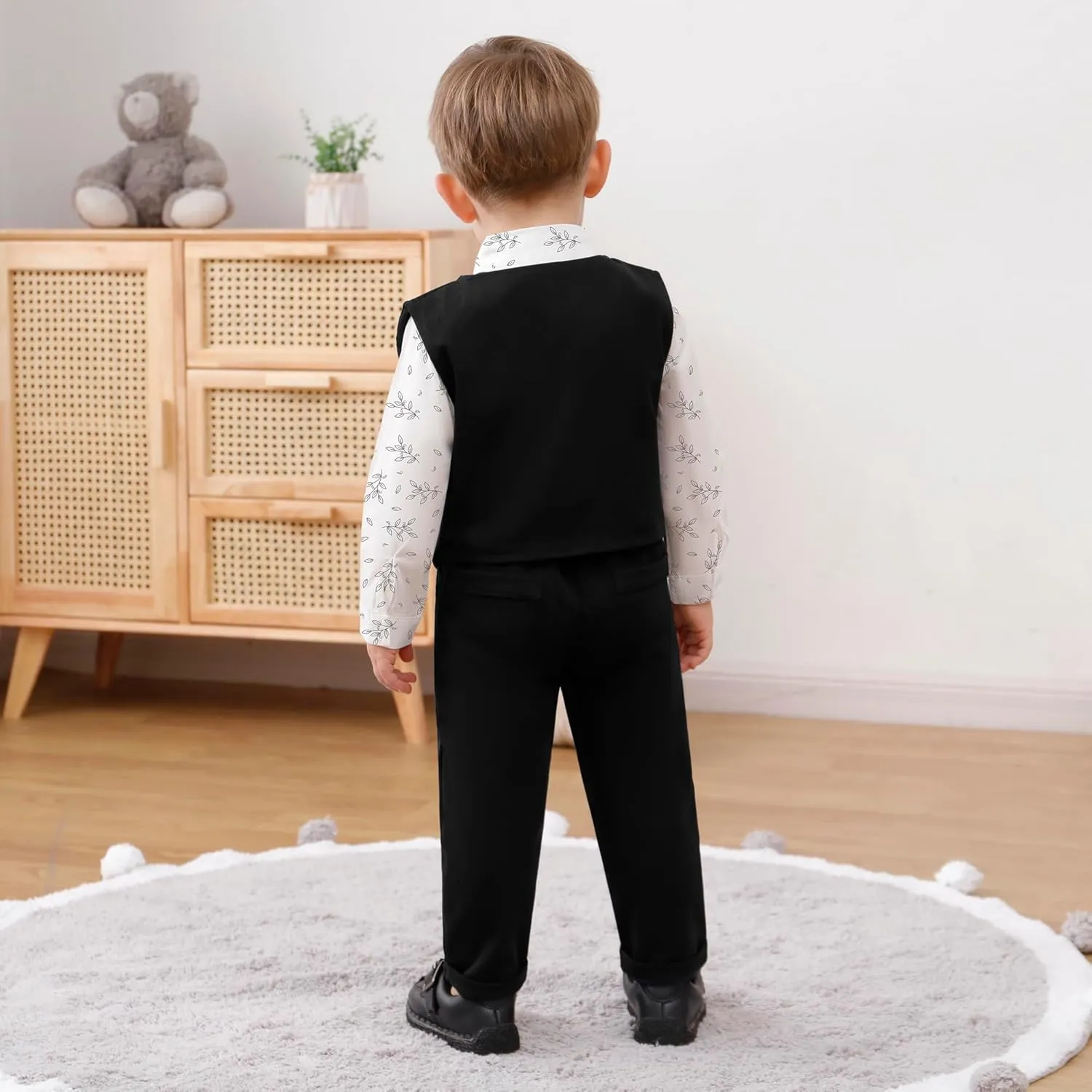 YUEMION Toddler Baby Boy Clothes Suits Gentleman Dress Shirt Bowtie Vest Suspender Pants Boy Formal Wedding Outfits Set 1-5T